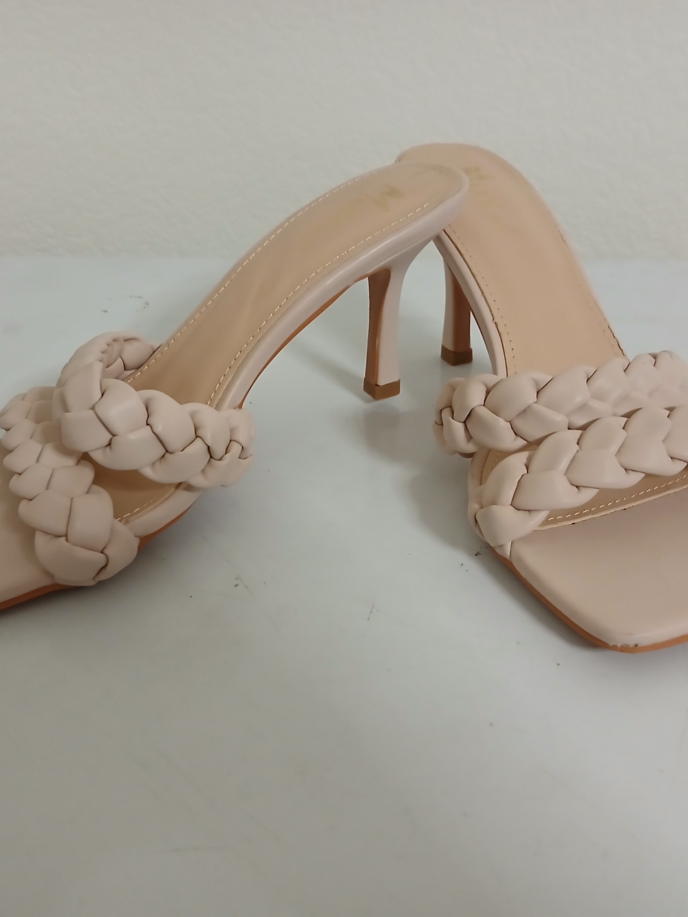 Mixx Shuz Braided High Heel Slide Sandals - Blush